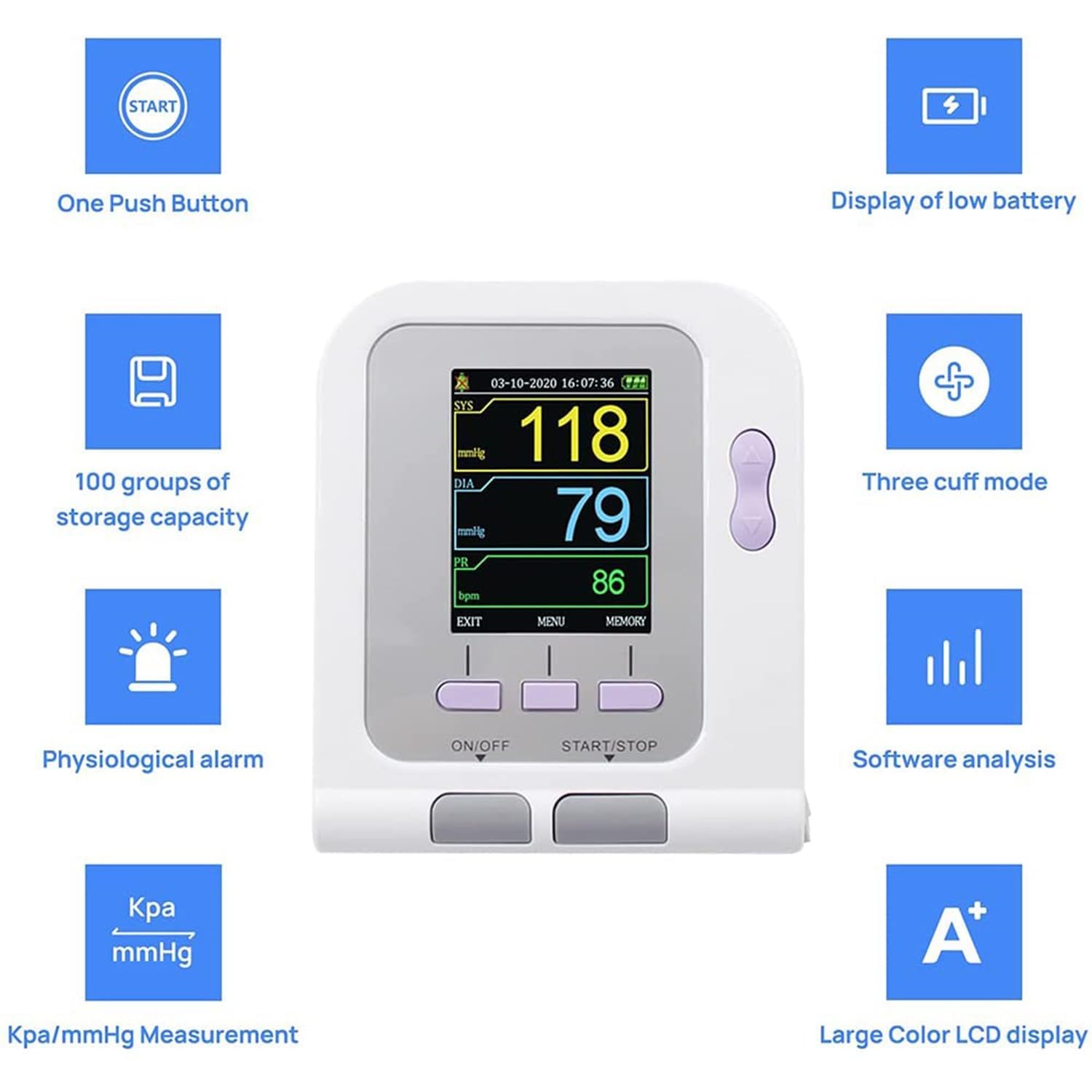 Weterynaryjny ciśnieniomierz, automatyczny pomiar elektroniczny sphygmomanom z 3 mankietami, stacjonarny sprzęt weterynaryjny do pielęgnacji psów / kotów / zwierząt domowych
