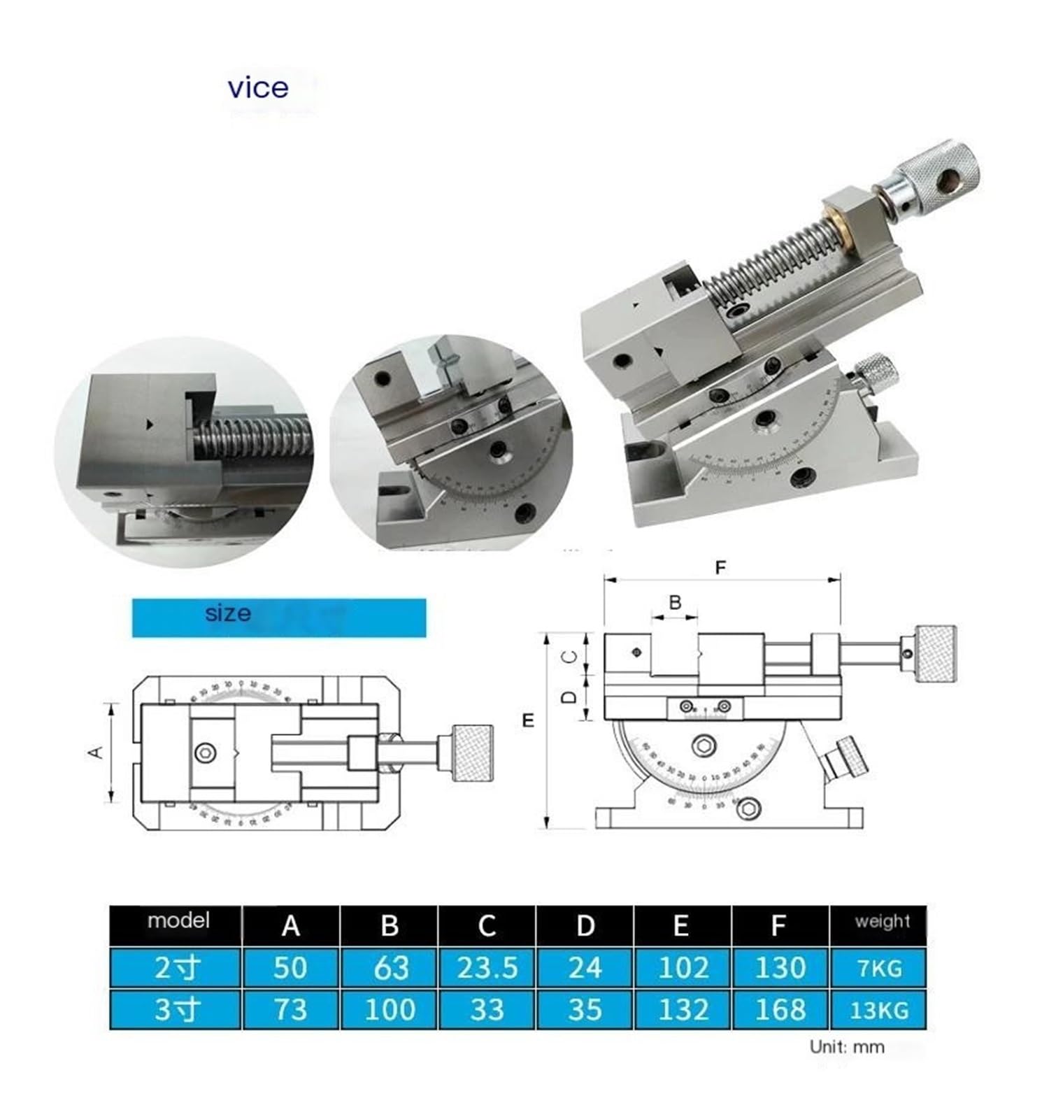 Étau d'angle – Étau en acier à outils de 5,1 cm pour serrage et ponçage de précision