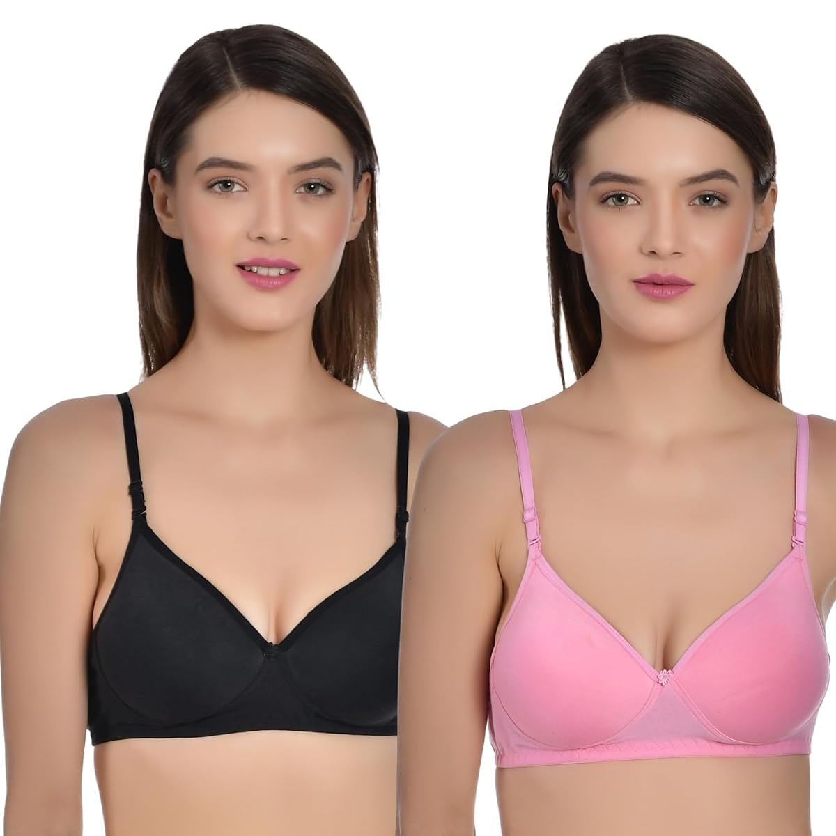 Aimly Women's Cotton Seamless Padded Non-Wired Moderate Coverage Removable