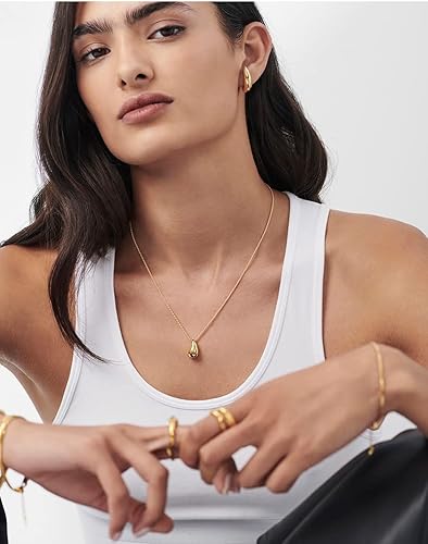 Miniatura 2 de InzheG Long Gold Pendant Necklace 18K Gold Plated Statement Simple Sweater Necklace Fashion Dainty Necklace Chain Charms Rope Chain Thin Italian