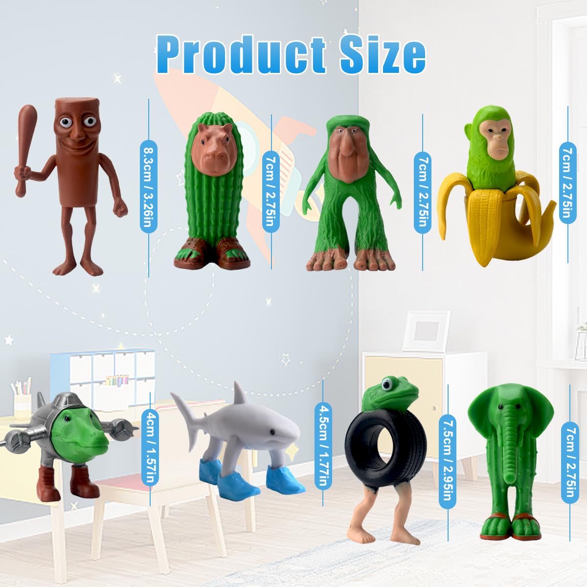 AMEHOAT Italian Brainrot Action Figures Set,8 Pcs Italian Brainrot Toys,Tung Tung Tung Sahur Figures,3D Collectible Figures Tralalero Tralala Desk Toy Gifts for Fans,Colleagues,Friends - Image 3
