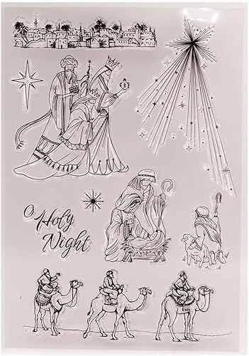 Feliz Navidad Santa Noche Estrella Clear Sellos para la decoración de tarjetas y DIY Scrapbooking 3090909