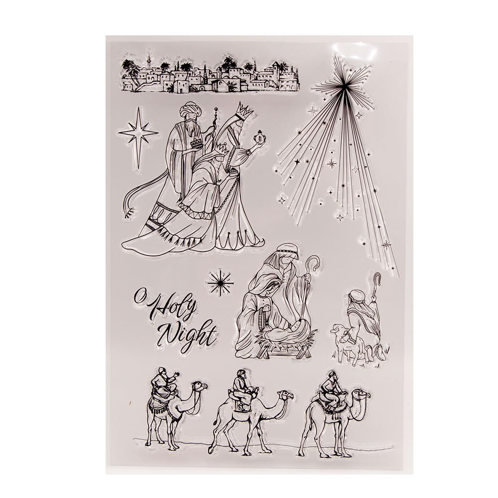 NZJ Merry Christmas Holly Background Clear Stamp - Silicone Rubber Stamp For Card Making
