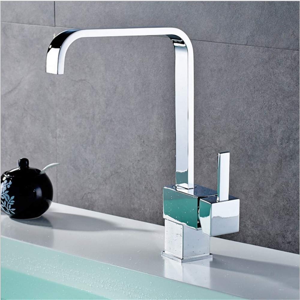 Mezclador De Agua Fría, Grifo De La Cocina, Fregadero De Cocina, Fregadero, Grifo, 7 Square Sola Manija Se Pueden Girar.