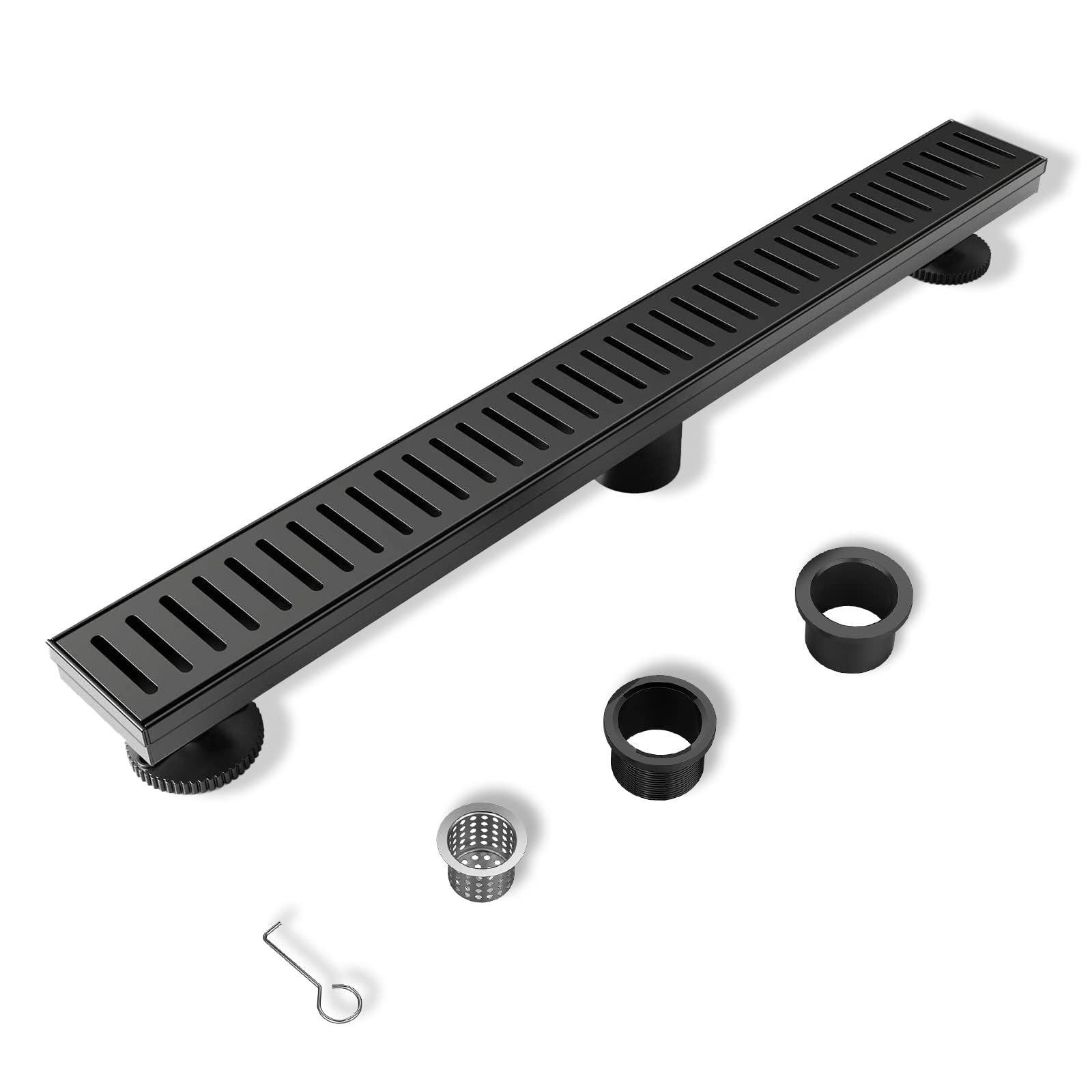 BARONAGE 36-Inch Linear Shower Drain - Matte Black Stainless Steel, 2-in-1 Tile Insert Cover, Adjustable Feet - View #13