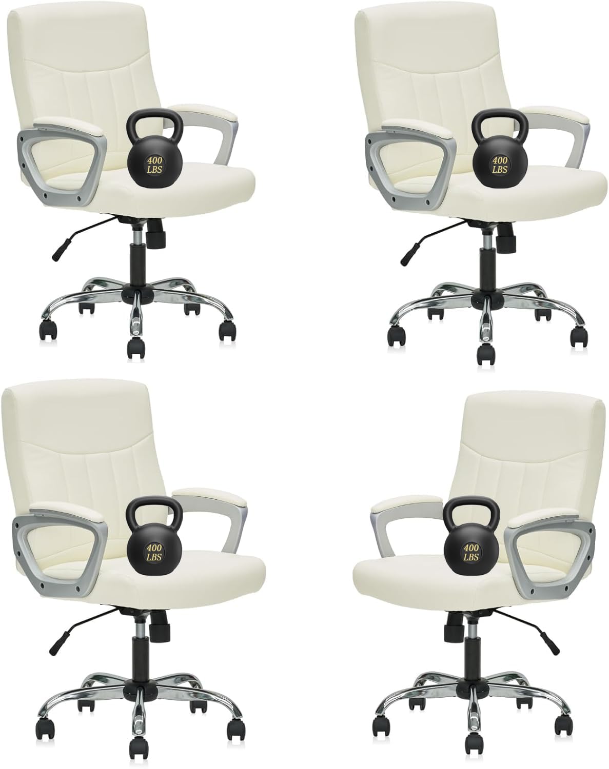 CLATINA Office Computer Desk Chair Executive Mid Back Chair Comfortable Ergonomic Managerial Chair Adjustable PU Leather Home Office Desk Chair Swivel