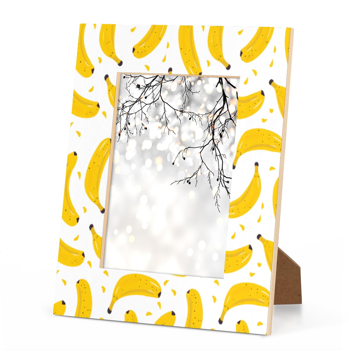 HMVFSZE Banana Pattern 5x7 Picture Frame, 5x7 Wood Photo Frames Tabletop Display or Wall Mounting for Gallery Office Home Decor Gifts