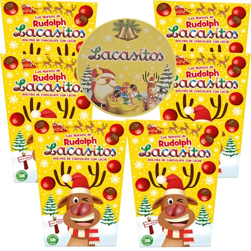 Pack Navidad Lacasitos:6 narices de rudolph 65 g y pandereta