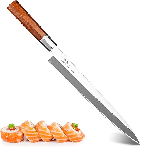 Cuchillo Sashimi Yanagiba - Cuchillo de sushi japonés de acero inoxidable de alto carbono de 10 pulgadas para cortar y filetear peces de precisión