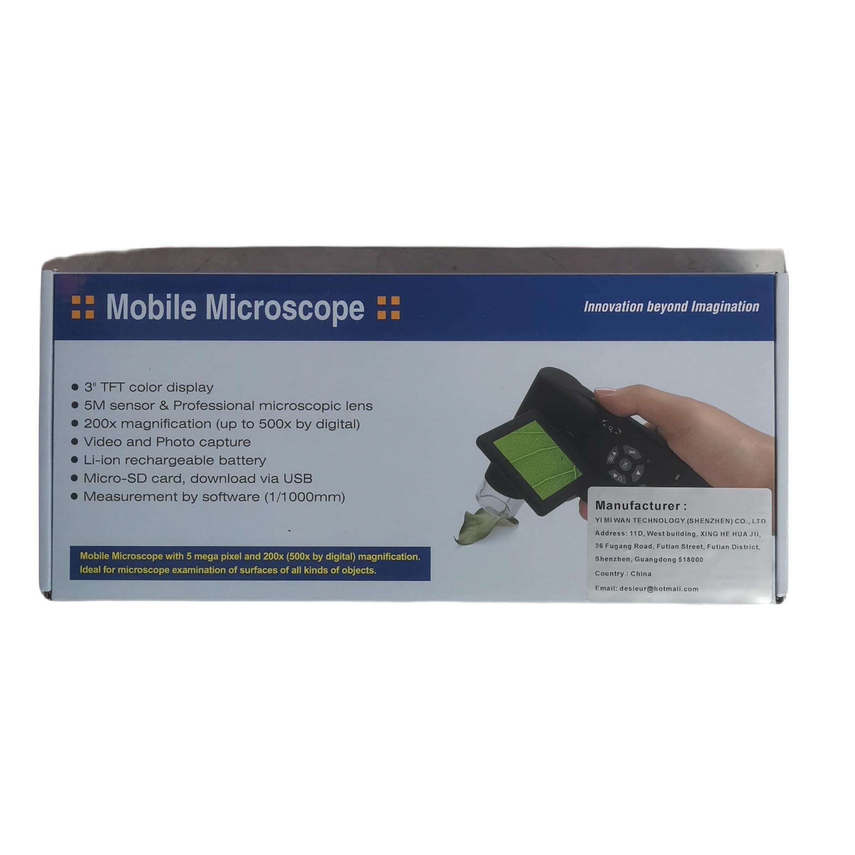 EMEBAY - True 5 M Pixels 20-500 x LCD ręczny mikroskop cyfrowy 3 cale LCD 8 LED z VGA OUTPUT obsługuje kartę microSD z otwieraczem do butelek / przenośny mikroskop do Windows XP VISTA WIN7 Mac OSX