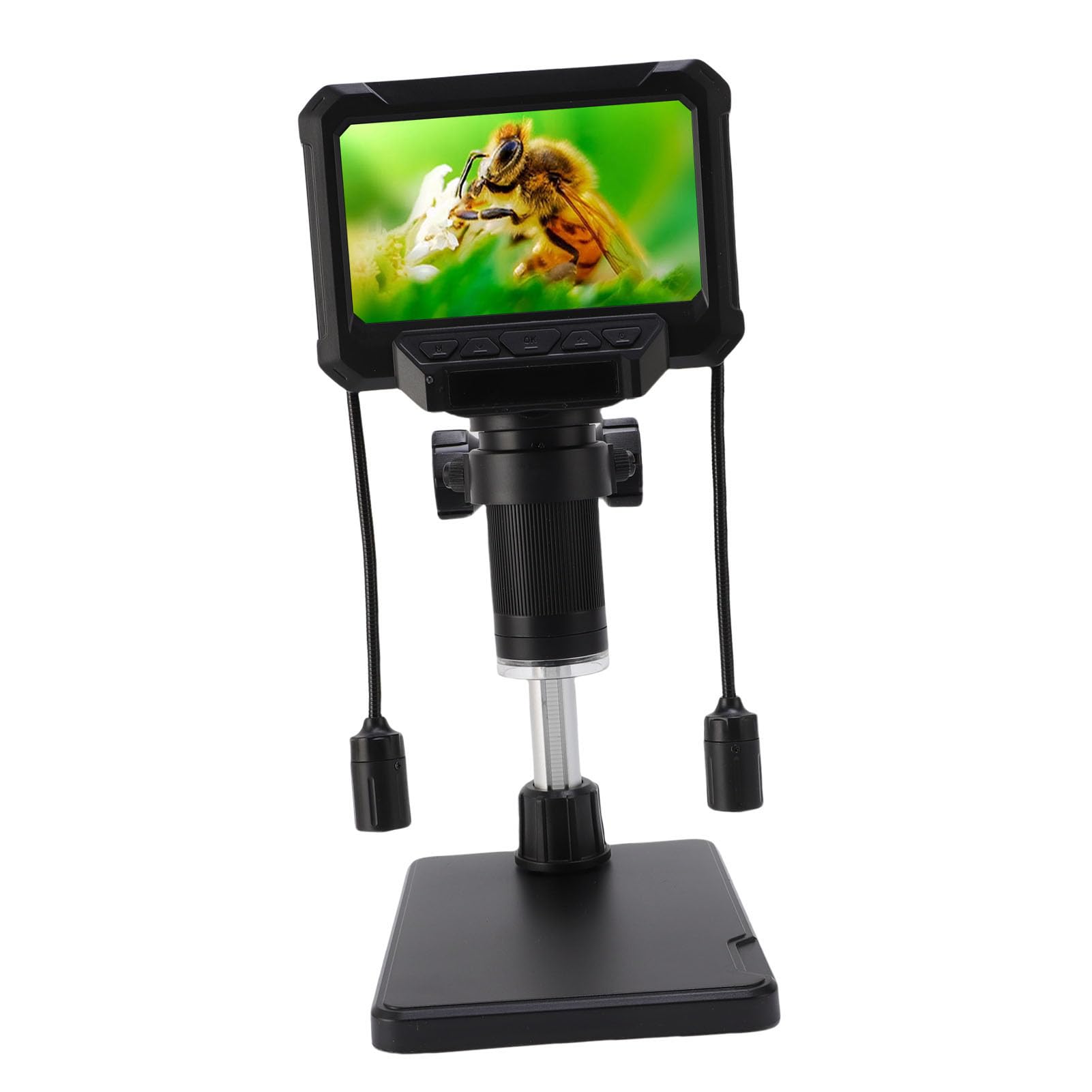Naroote 4,3-Zoll-LCD-Digitalmikroskop, 720P 1MP 1080P-Kamera mit 8 Einstellbaren LEDs und 2 Seitenlampen, Ideal für die Inspektion von Leiterplatten, Schmuck, Briefmarken, Uhren und PC-Ansicht