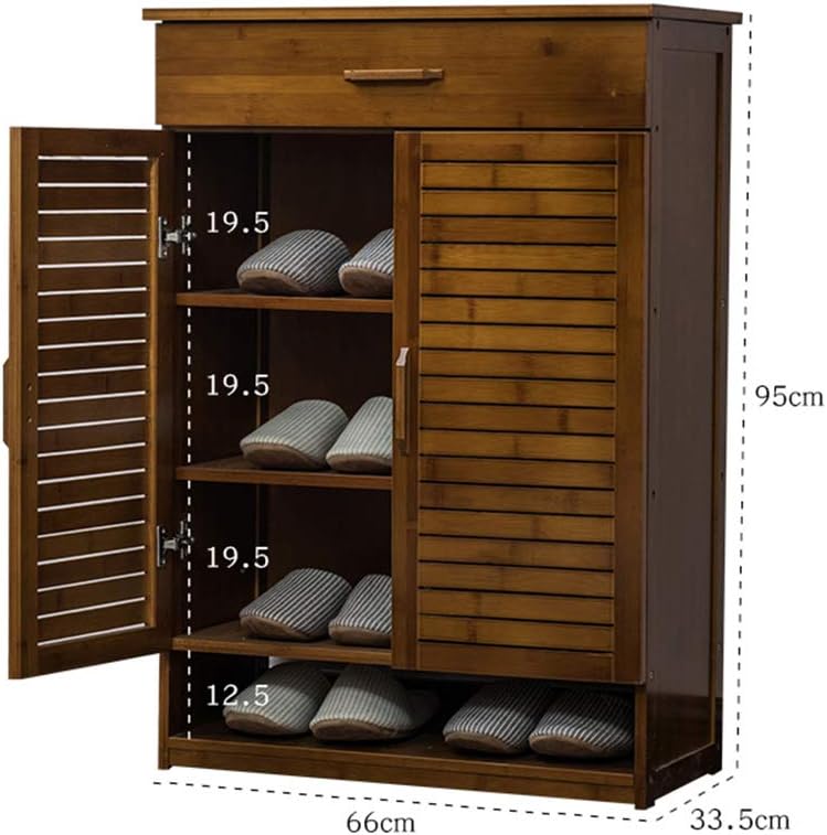 ZR- Bamboo, Multi-Layer Solid Wood Shoe Cabinet Storage Shoe Rack Entrance Hall Cabinet Shoe Cabinet (Size : 2 Doors)
