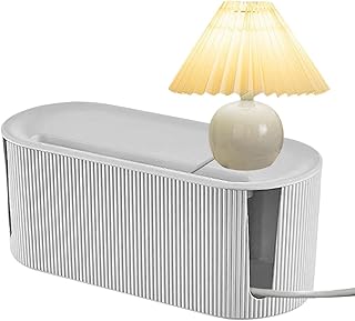 صندوق تنظيم الكيبلات من ديمويكا - تخزين للمقابس بنمط نورديك مع غطاء، صندوق ادارة الكابلات، صندوق تخزين الكابلات، صندوق ادارة الكيبلات متعدد الوظائف، أبيض