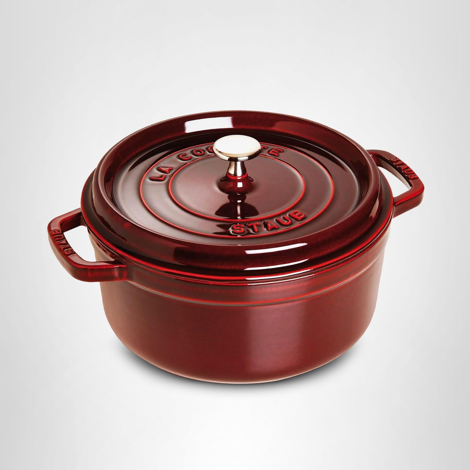 Amazon.com: Staub Cast Iron 13.25-qt Round Cocotte - Grenadine