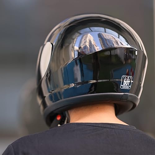 Miniatura 2 de TCT-MT DOT - Casco de cara completa con espejo para protección solar, deportes de calle, motocicleta, casco para adultos, color negro brillante, S,