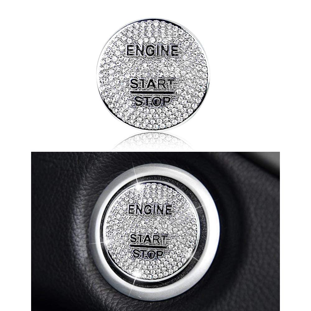 NALACAL Suitable for Mercedes-Benz Interior Accessories Bling Engine Start Stop Button Cover Ignition Button Cap Metal Decal Sticker for C E S M CLA CLS GLA GLC GLE GLK GLS Class