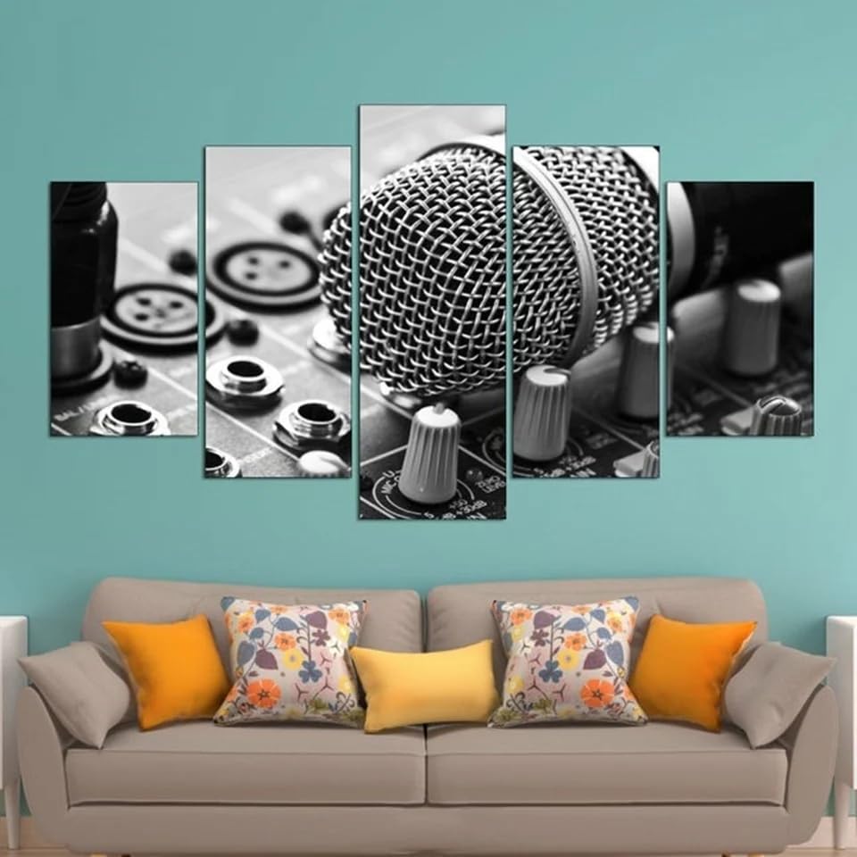 Tableau cuisine decoration murale 5 parties mélomane pour un intérieur moderne