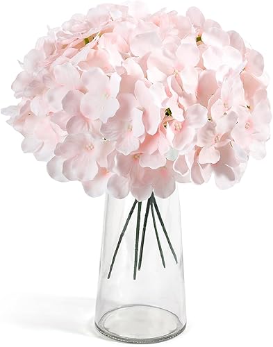 Miniatura 3 de Auihiay 64 piezas Flores Artificiales de Hortensia, Cabezas de Hortensia de Seda con Tallos, Flores de Hortensia Rosa para Bricolaje Centro de Mesa