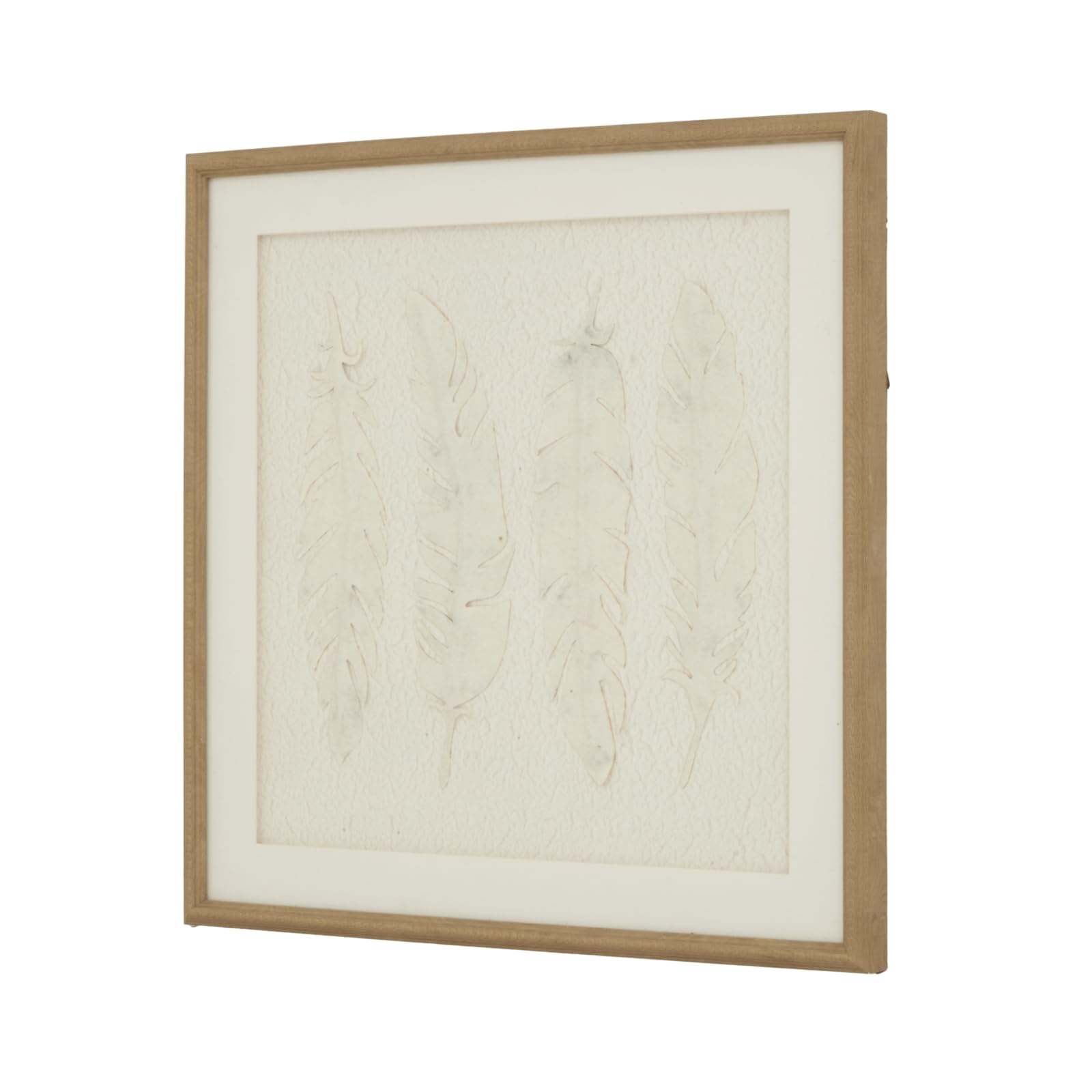 Hill Interiors - Pintura Enmarcada Alta Diseño Plumas (Talla Única) (Marrón, Blanco, Gris)