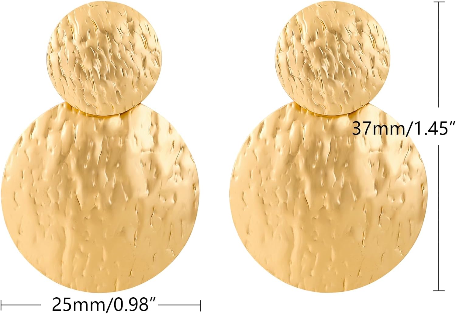 Gold Earrings for Women 14k Gold Plated Lightweight Dangle Earrings Hammered Disc Drop Geometric Hypoallergenic Earrings for Her - Image 6