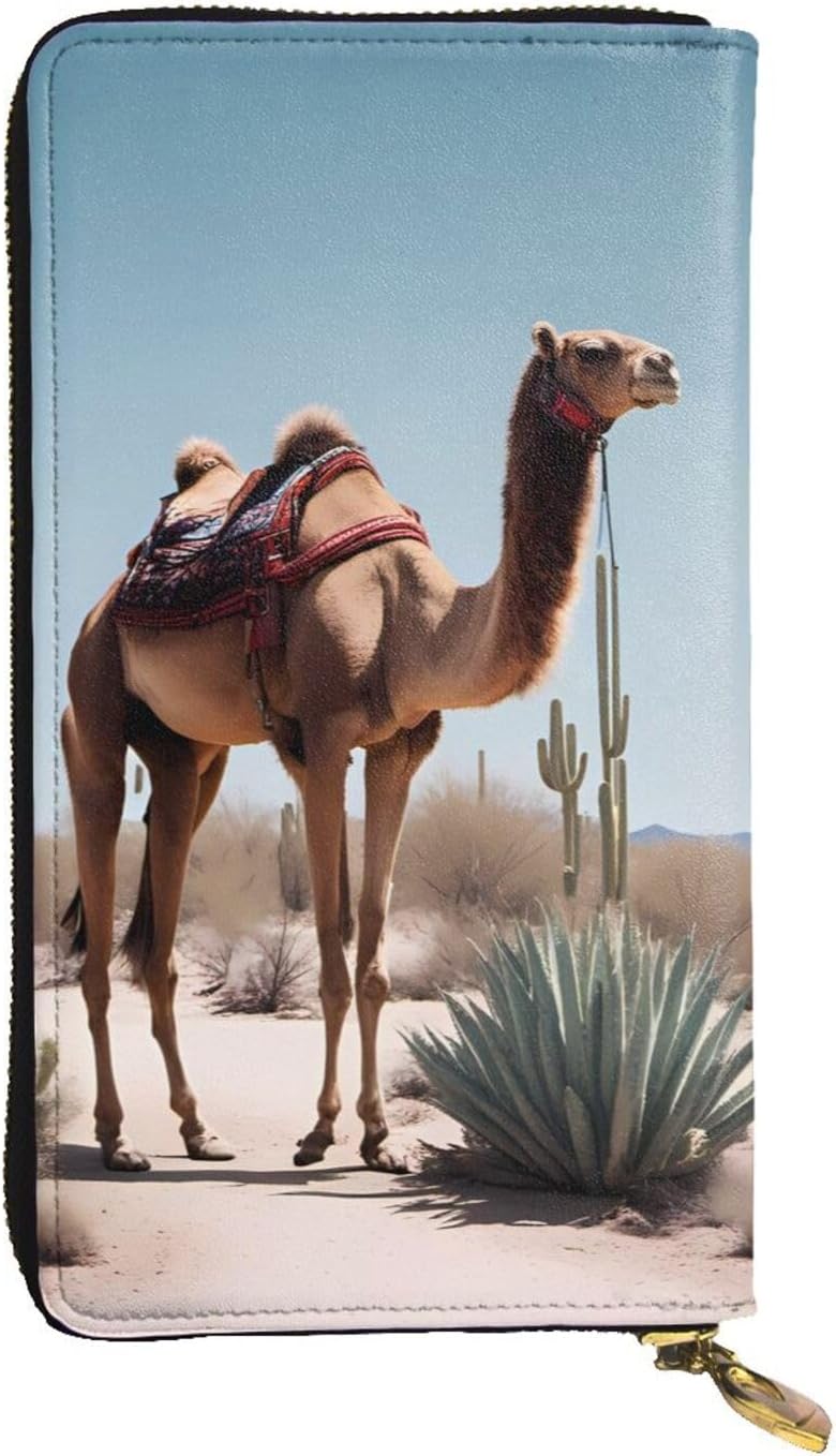 Desert cute camel Women's wallet, clutch wallet, with zipper, large capacity.