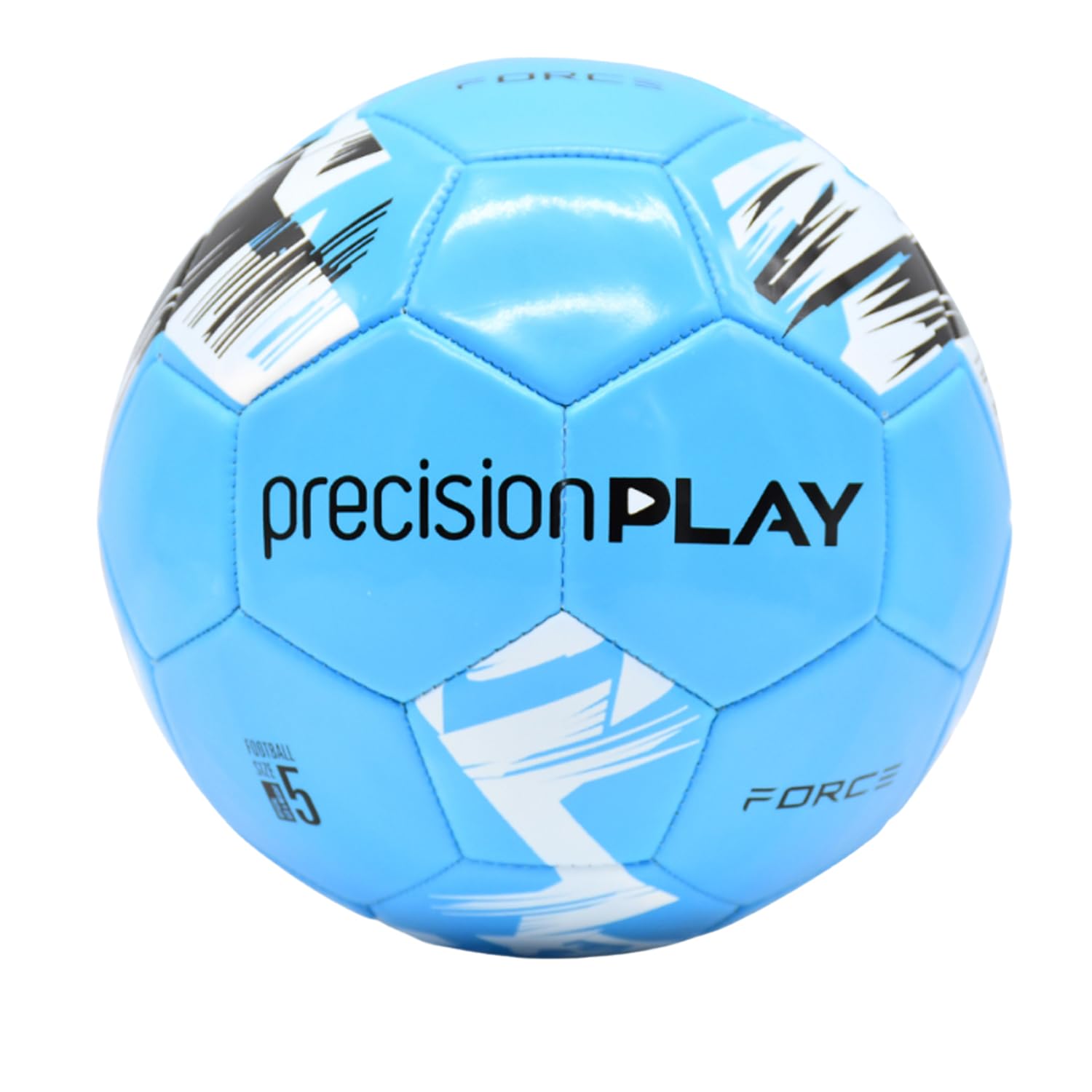 Precision Force Training Football, Vibrant Durable Soccer Ball, High Visibility Design, All-Weather, Ideal for Garden and Park, Size 4, Fluo Blue/White/Black