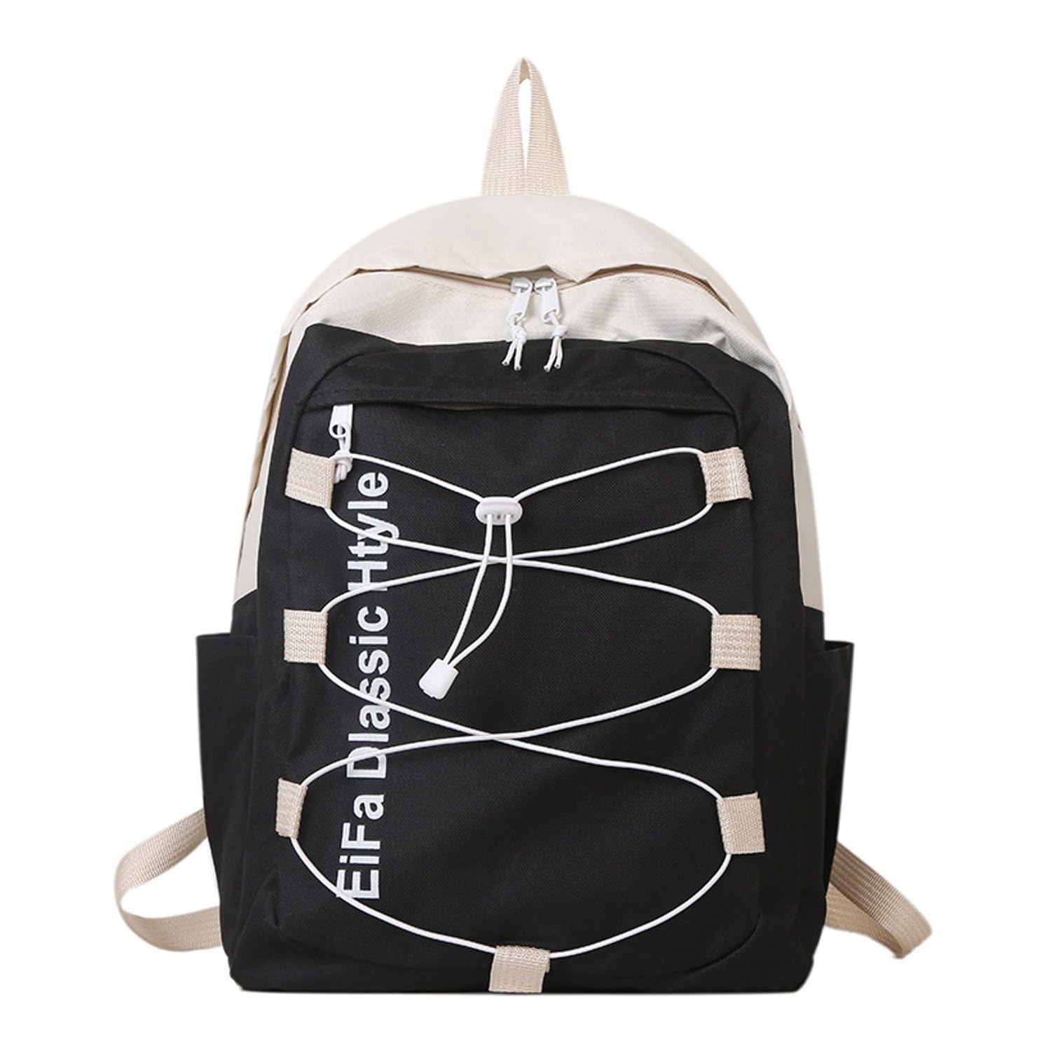 tlismi Stylish Drawstring Lace-up Styled Aesthetic Color School Bag Waterproof Large Capacity Lightweight Casual Daypack Multi-purpose Laptop Backpack for Unisex High School Students & College Teens-picture-20