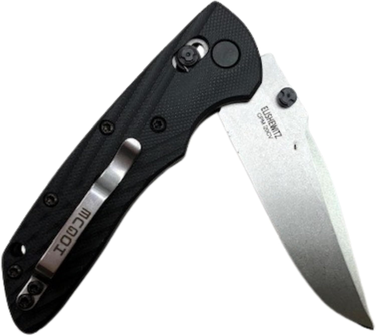 Hogue Deka 3.25" Folder CPM 20CV Clip Point Blade Stone Tumbled Finish, Crosshatch Textured G10 Frame ABLE Lock Manual Knife, Solid Black - 24279