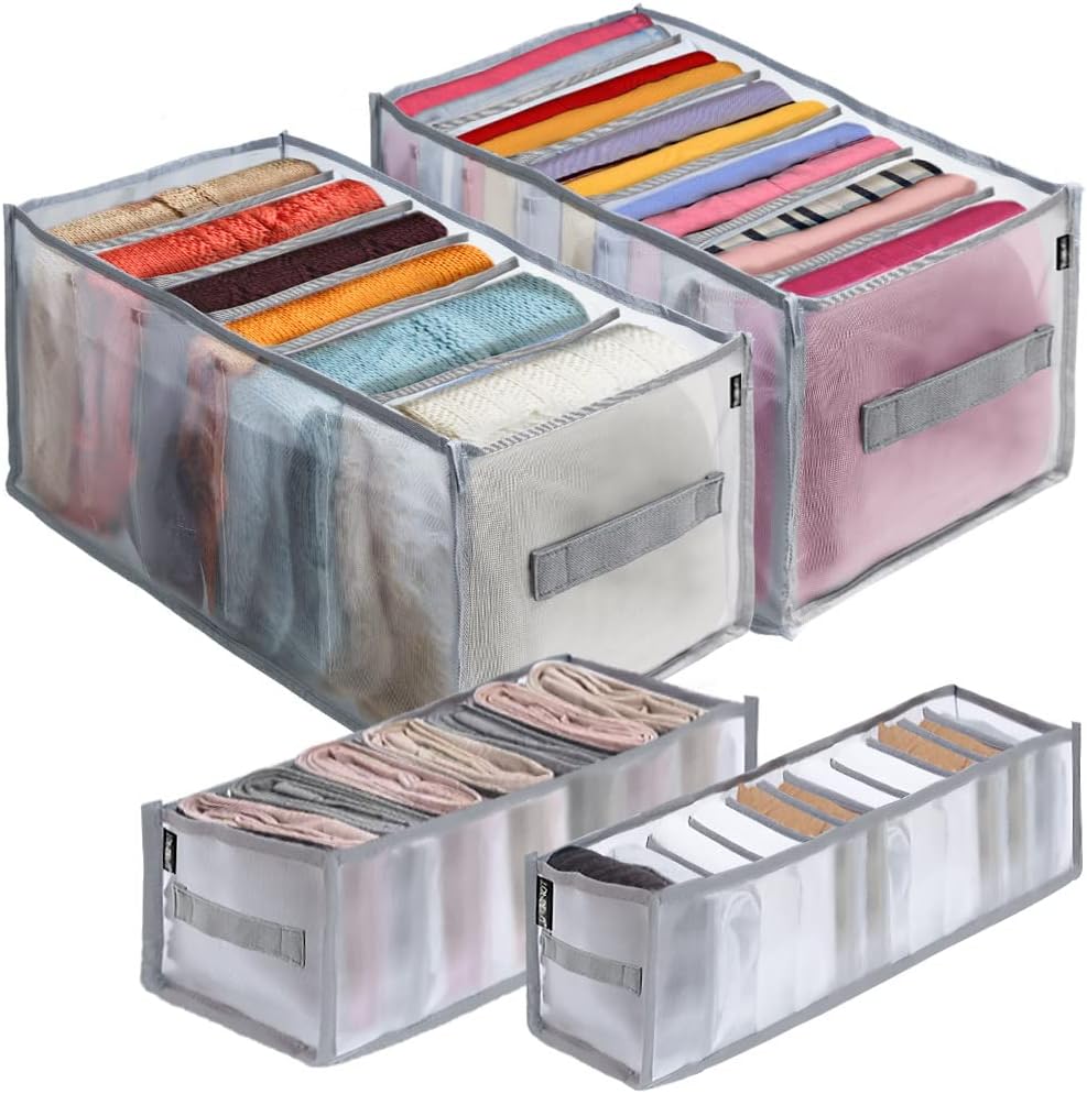 TOPSEFU Upgraded Version Extra Large Wardrobe Storage Organiser, 4 Pcs Foldable Wardrobe Clothes