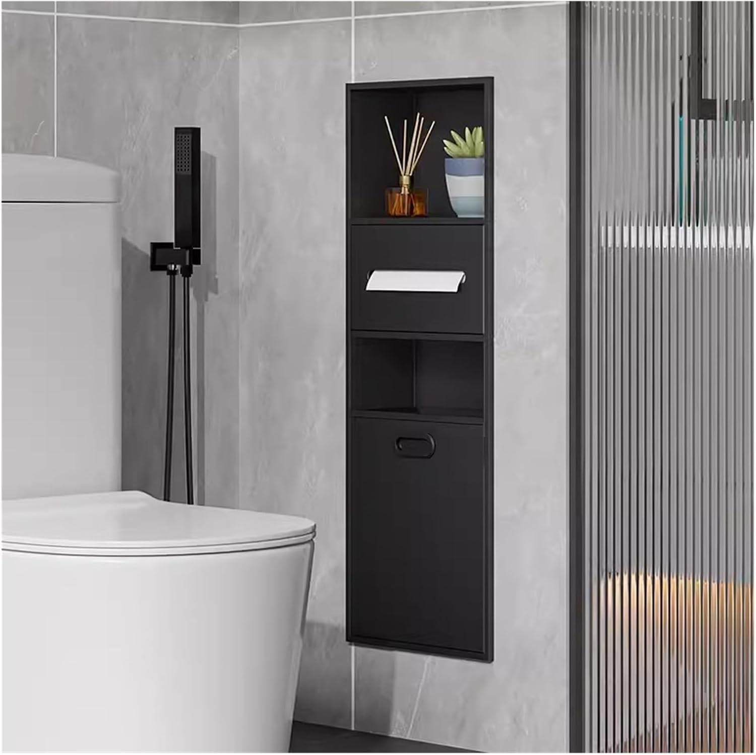 Niche de douche encastrée en acier inoxydable de 30x50x14cm pour salle de bain
