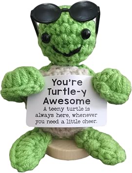 Mini Funny Positive Crochet Animals Already Made Teacher Appreciation Gifts Turtle Stuffed Animal Emotional Support Crochet Inspirational Gifts for Women