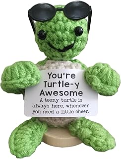 Mini Funny Positive Crochet Animals Already Made Teacher Appreciation Gifts Turtle Stuffed Animal Emotional Support Crochet Inspirational Gifts for Women Birthday Gift Valentines Day Decor