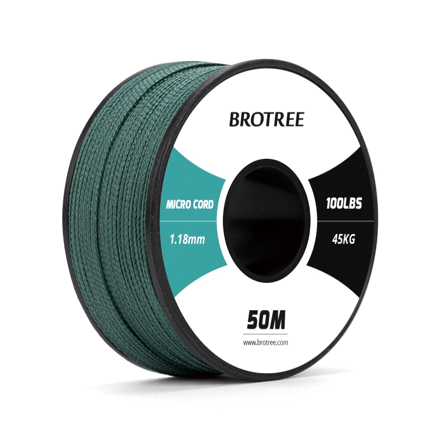 Brotree Micro Cord 1.18mm Paracord 50M Thin Braided Rope for Bracelet, Crafting and DIY - 45kg Breaking Load (Dark Green) — image 1
