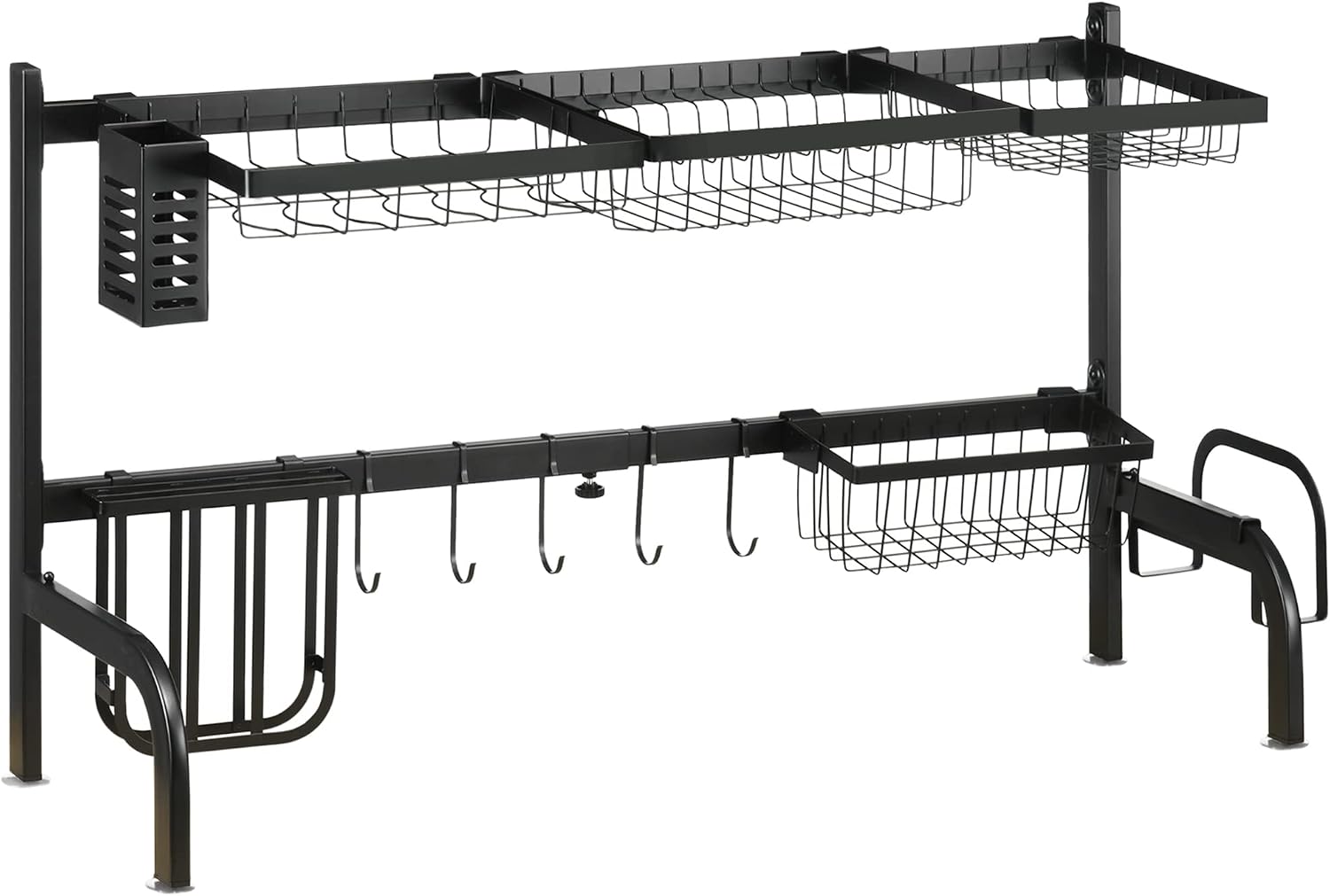 HOMCOM Large Dish Drainer Rack Over The Sink, 2 Tier Adjustable Dish ...