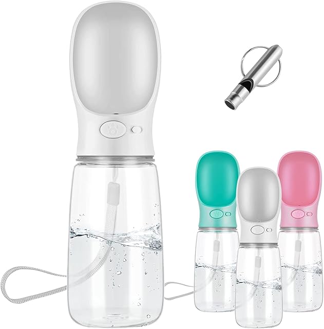 Makerfire Portable Dog Water Bottle 550ml, Dogs Travel Water Bottle, Pets Water Dispenser for Dog Cat Pet Outdoor Walking Travelling Drinking (White)
