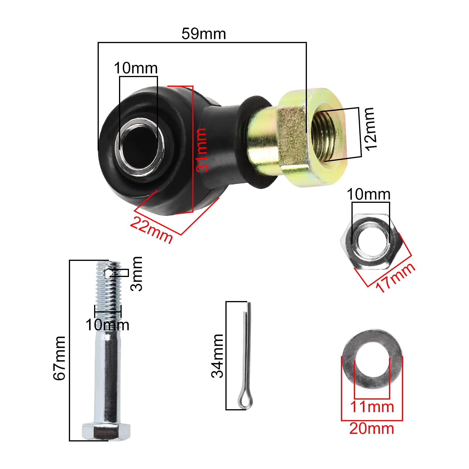 Accessori 2 set kit estremità tirante adatto for Polaris Sportsman 500 800 700 570 X2 Magnum 500 Trail Boss 325 330
