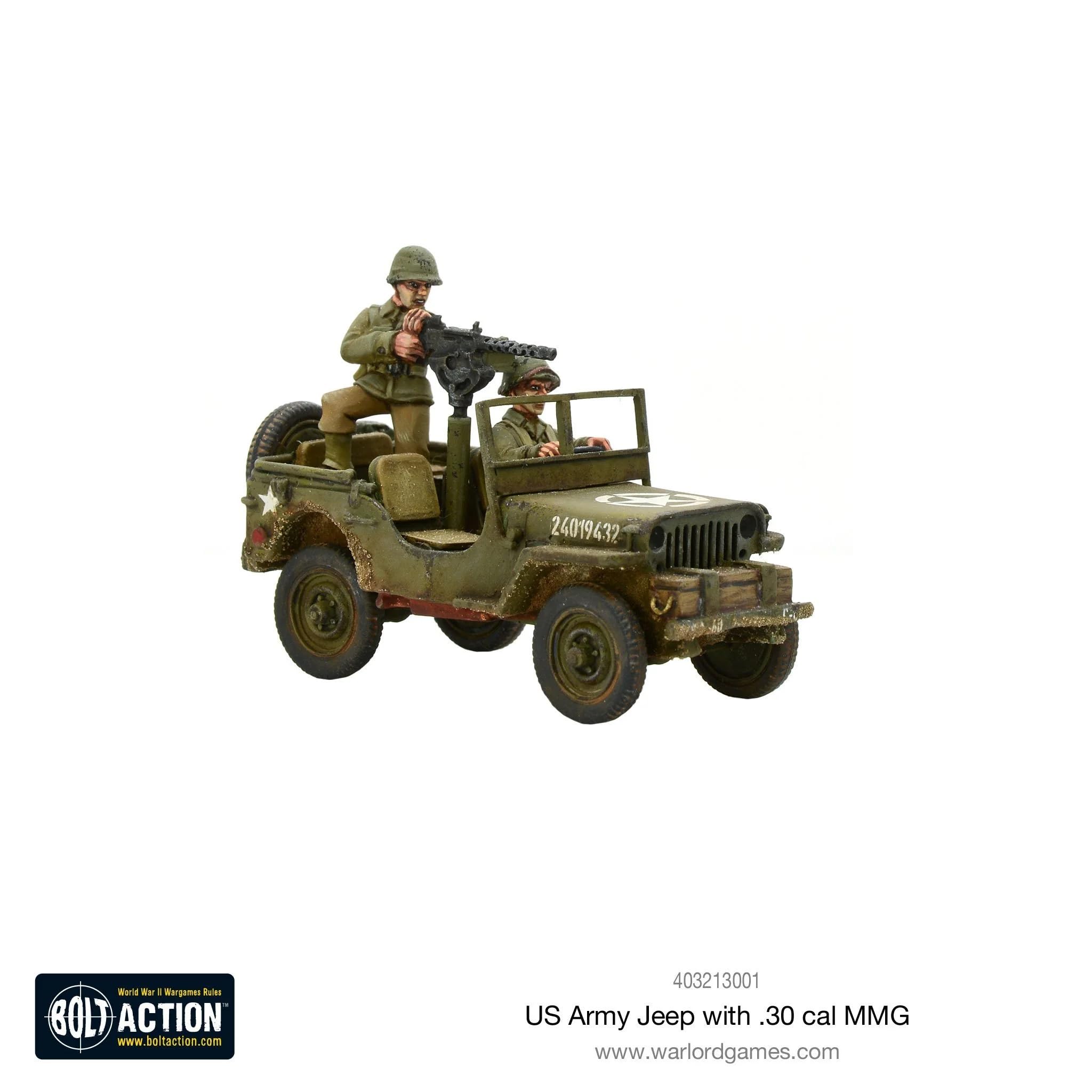 Bolt Action Warlord Games, miniatures - US Army Jeep with 30 Cal MMG
