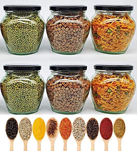 Image of PRAMUKH FASHION Glass Square Shape Transparent Glass Jars & Glass containers for kitchen Pantry, Snacks, Masala, Pickles, Dry Fruits, Coffee Beans Storage Steel See Through Lid