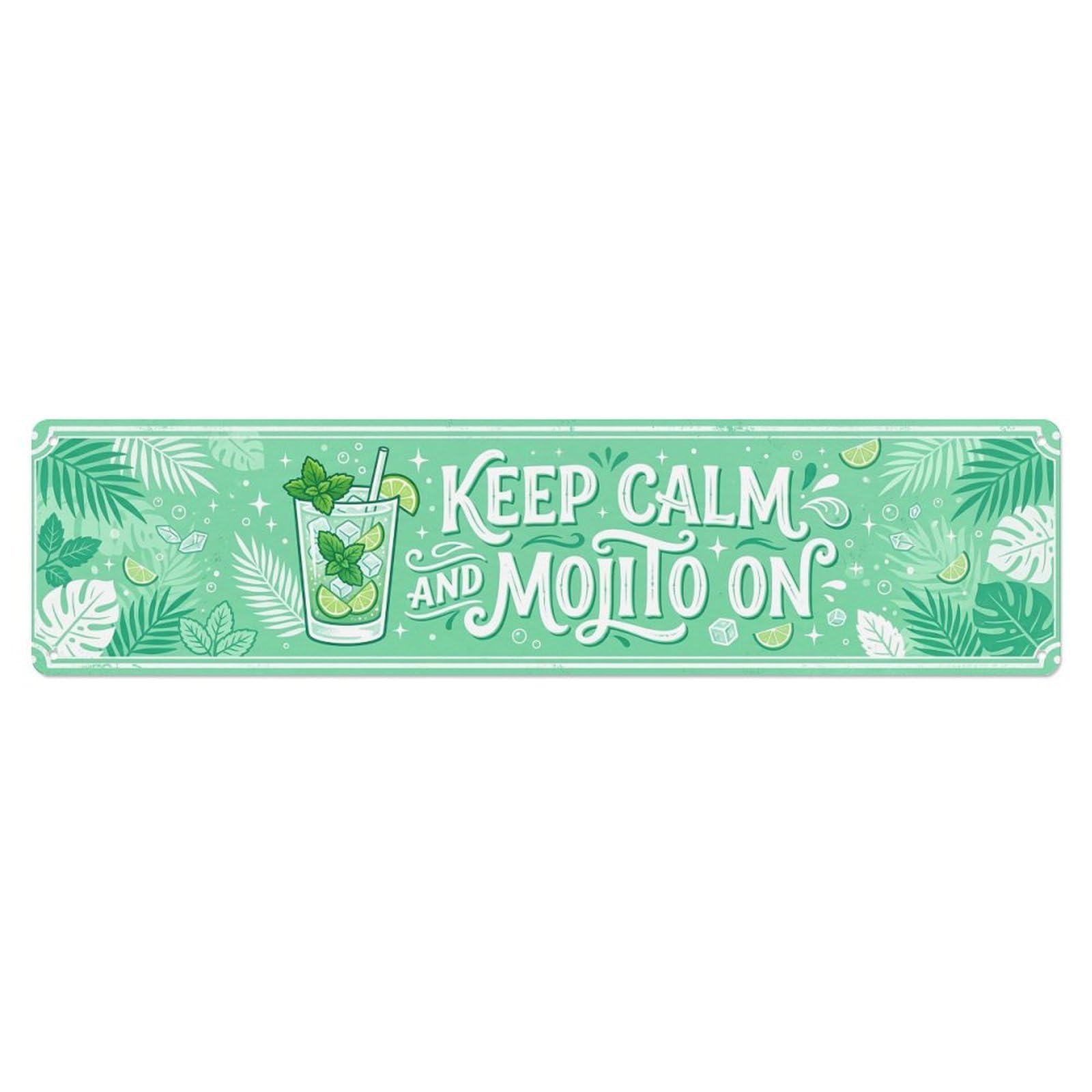 Mojito Fresh Bar Beverage Metal Tin Sign Plaque Wall Decor for Cafe, Club Bar, Office, Home Garden Metal Poster 4x16Inch