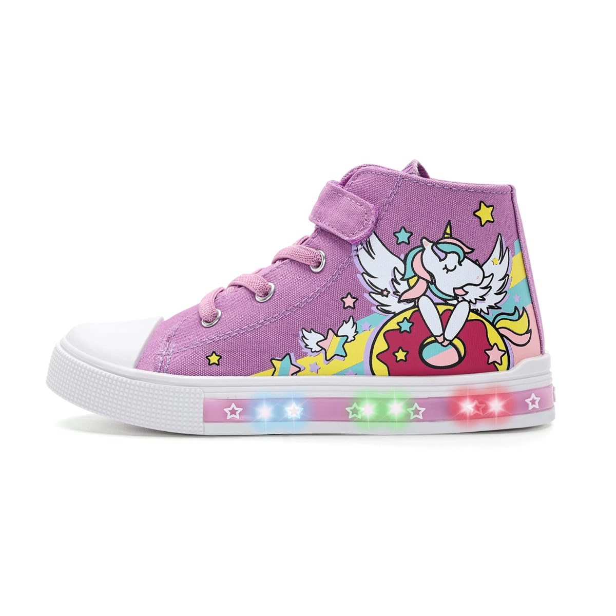 EUXTERPA Kids Light-Up Sneakers High-Top Canvas Shoes