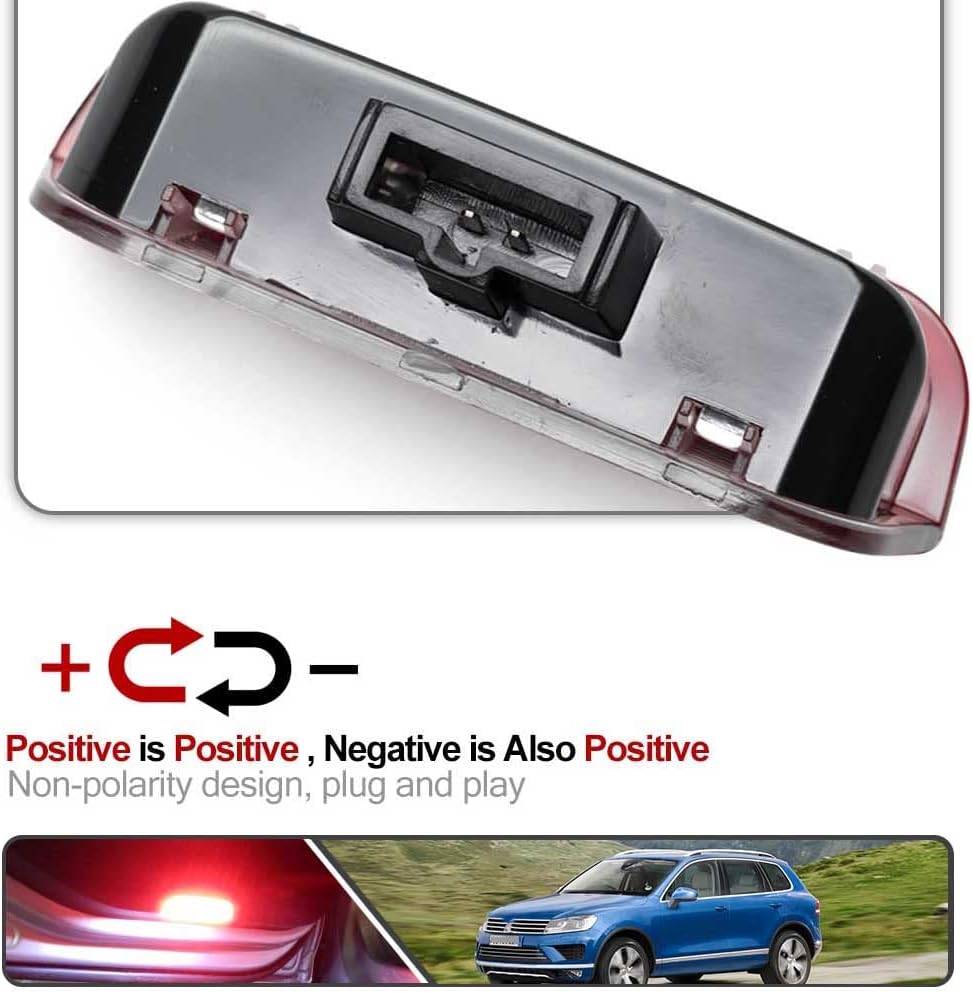 5Pcs LED Courtesy Door Light Rear Hatch Lamp for Volkswagen Touareg 2011-2017 Courtesy Puddle Door Lamp Powered by High Power SMD Red+White Lens