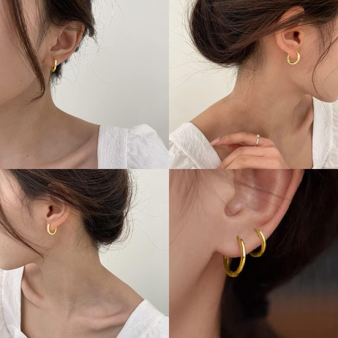 5 Pairs Stainless Steel Hinged Nose Piercing Earrings Small for Women Men 8 mm-16 mm Gold image 4