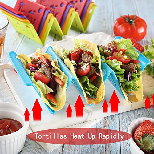 6Pcs Taco Holder Stands With Unique Island Pattern, Colorful Premium Large Taco Holders Set Of 6, Taco Stands For 3 Tacos, Street Taco Rack, Pp Material, Dishwasher & Microwave Safe, Taco Tuesday #TOP4