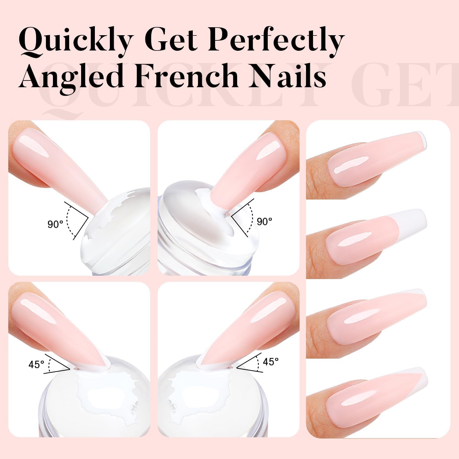 AIMEILI French Tip Nail Stamp 4PCS Nail Art Stamper Kit Clear Silicone Double Head Nail Stamper with Scrapers