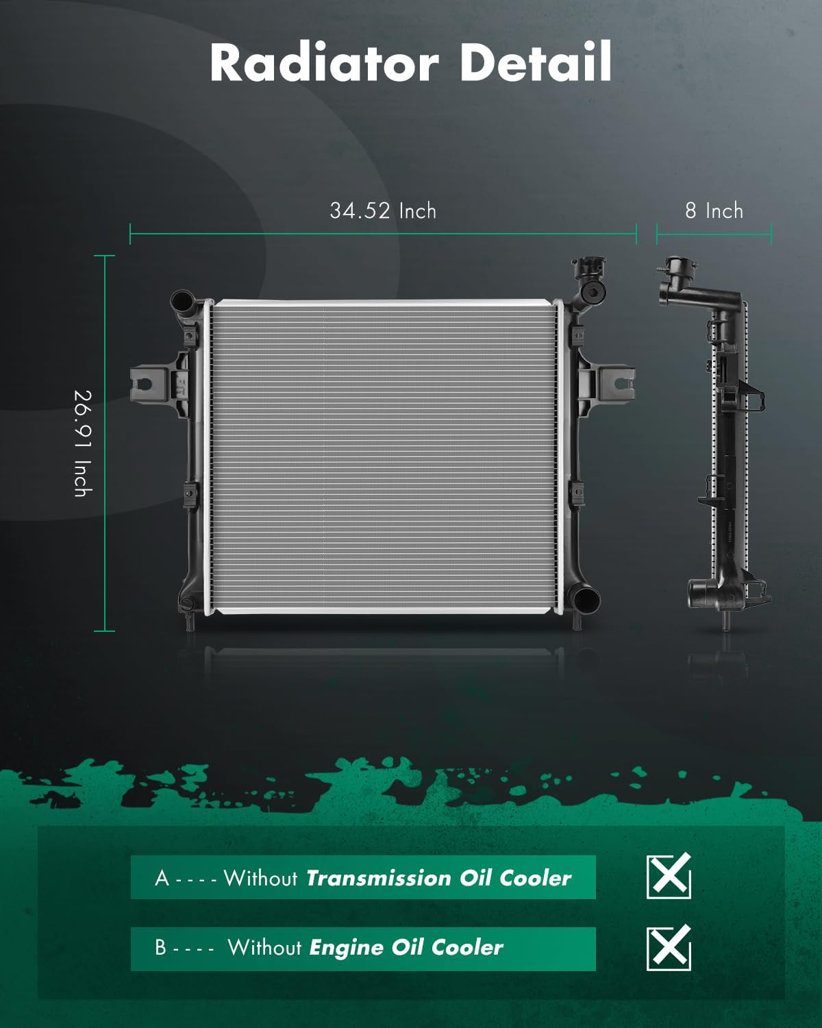 SCITOO 2839 Radiator Fit for Jeep for Commander 2006-2010 3.7L; for Jeep for Grand Cherokee 2005-2010 3.7L 2005-2009 4.7L 2006-2010 6.1L CH3010327