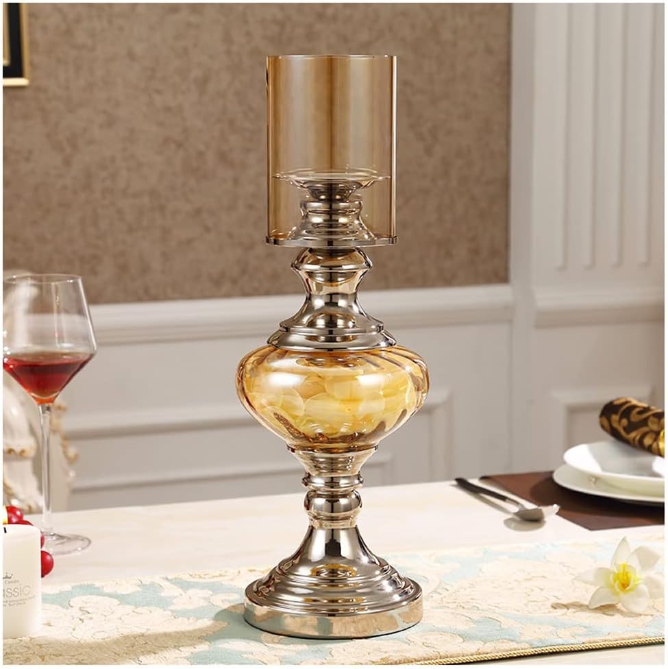 Candle Holders Neoclassical Candle Holder Living Room Home Candle Holder Decoration Metal Glass Dining Table Candle Holder Decoration Candlestick Holders (Size : 1)