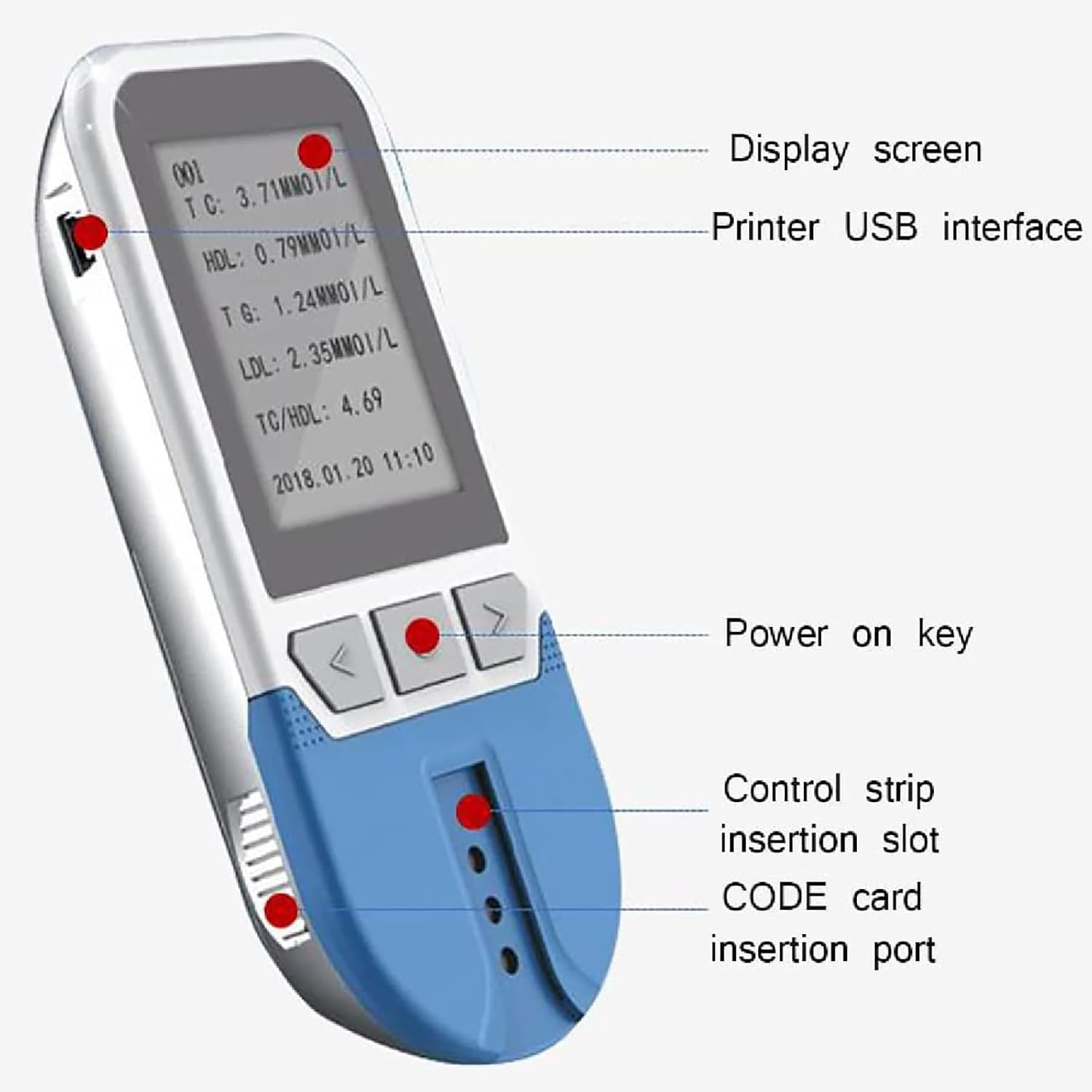 5-in-1-Multifunktions-Lipid-Monitor-Messgerät, Test-HDL-Triglycerid-Cholesterin-Testmessgerät, Mit 25 Streifen, 500 Sätzen Speicherwerten, 2-Minuten-Ergebnissen, Anschließbaren Netzwerkgeräten Für Den