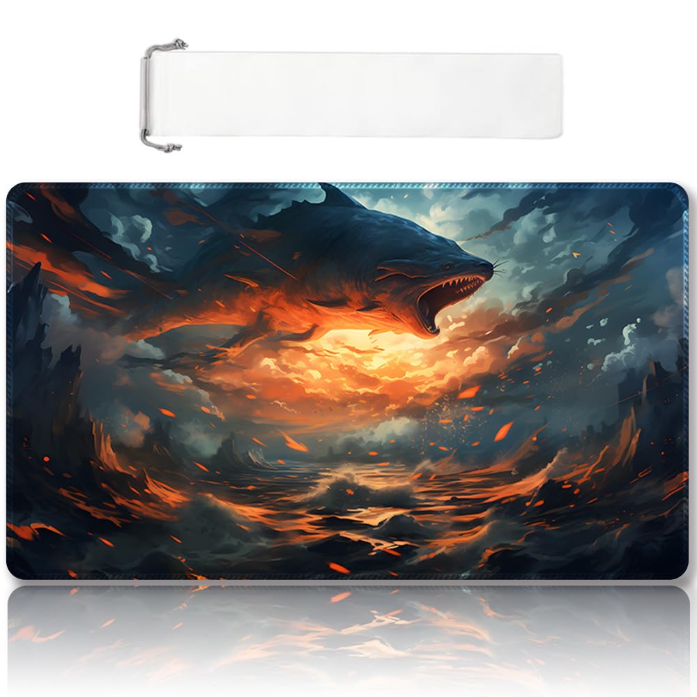 Premium Stitched MTG Playmat with Zones and Non-Slip Rubber Backing - TCG Play Mat for MTG and Other Card Games - Colorful Design with Vintage Look and Feel (DKT (118),No Zones)