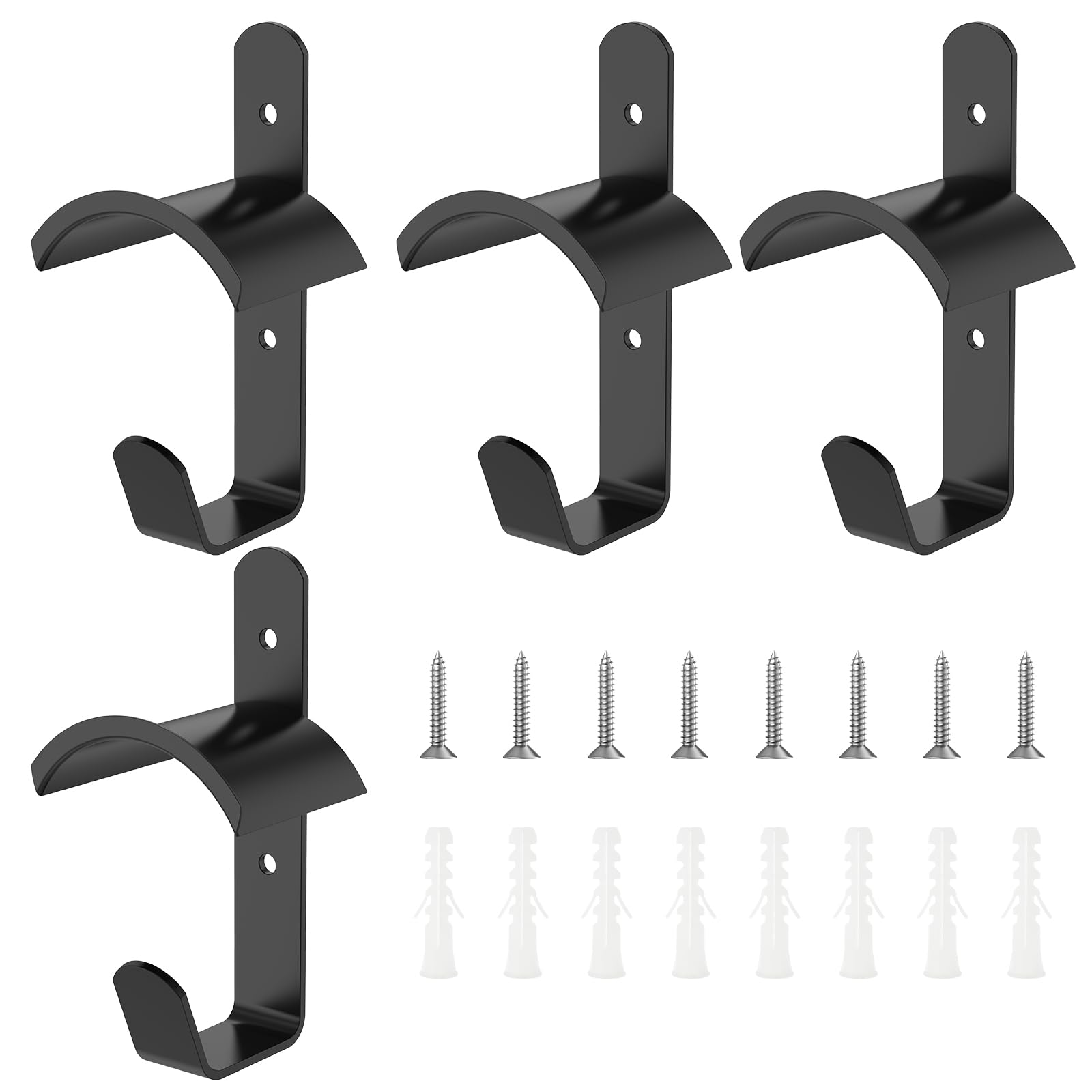 Ghshanog 4 Pack Horse Bridle Rack,Wall Mount Bridle Holder,Black Metal Bridle Bracket with Hook and Screws,Stall Stable Barn Accessories for Horse Barn Tack Room