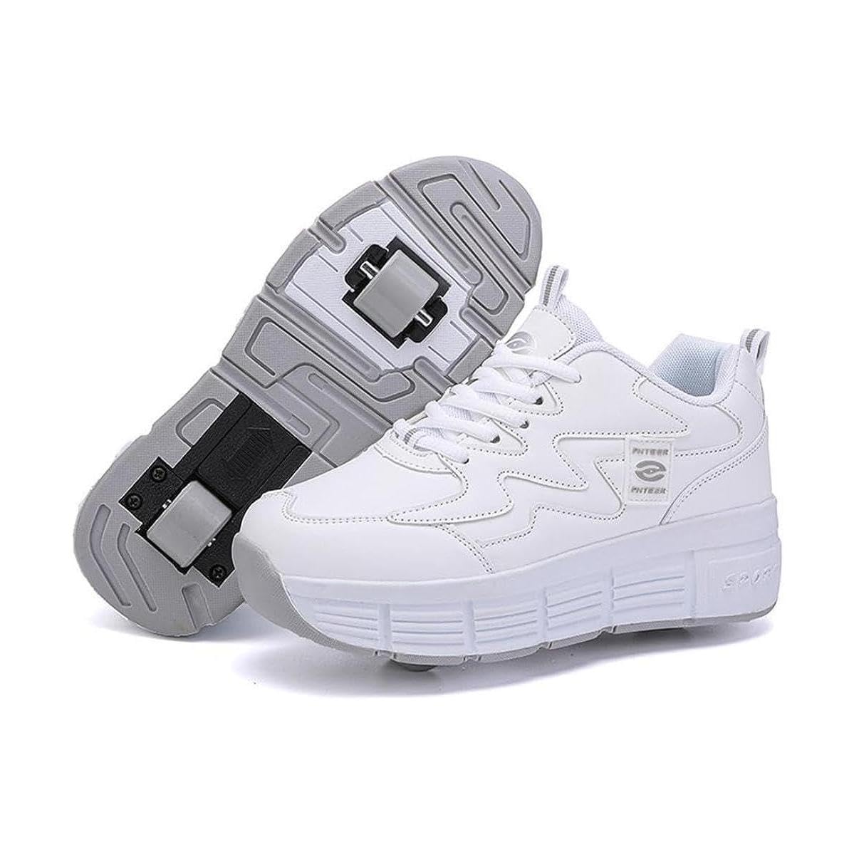 ObaBO Zapatos con Ruedas para niñas/niños, Patines con 2 Ruedas, Zapatos de Skate recreativo al Aire Libre, Ruedas Ligeras